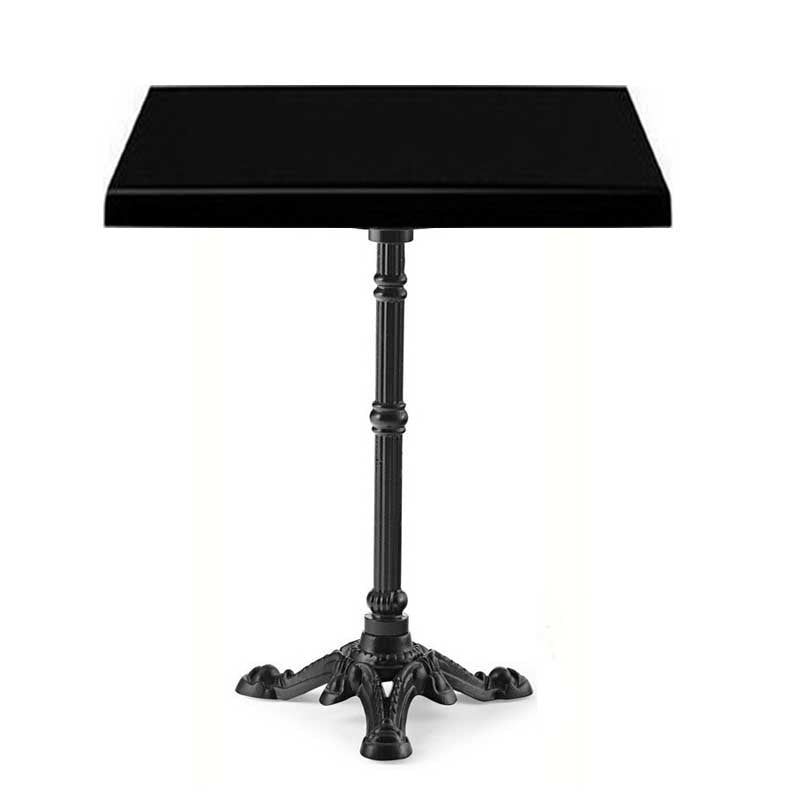 Mesa BRISTOL, fundição, 3 pés, preta, tampo de mesa de 70x70 cms.  Cores à escolha, Tableros de 70x70 cms: WERZALIT SM - NEGRO 55