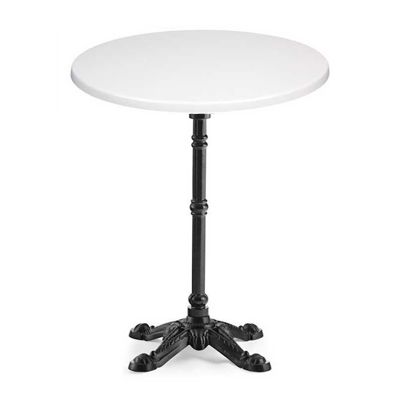 Mesa BRISTOL, fundição, 4 pés, preta, tampo de mesa de 70 cms de diâmetro.  Cores à escolha, Tableros de 70 cms: WERZALIT SM - BLANCO 01