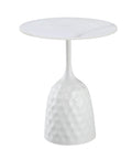 Mesa CAVEZZO, branca, tampo cerâmica mármore branco, 50 cms de diâmetro