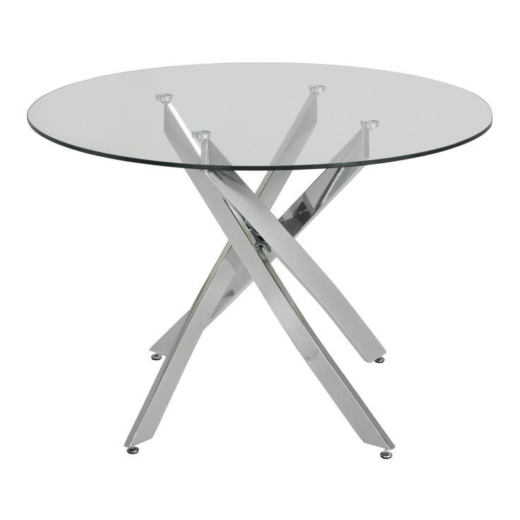 Mesa CHANTAL 100, cromada, vidro, 100 cms diâmetro.