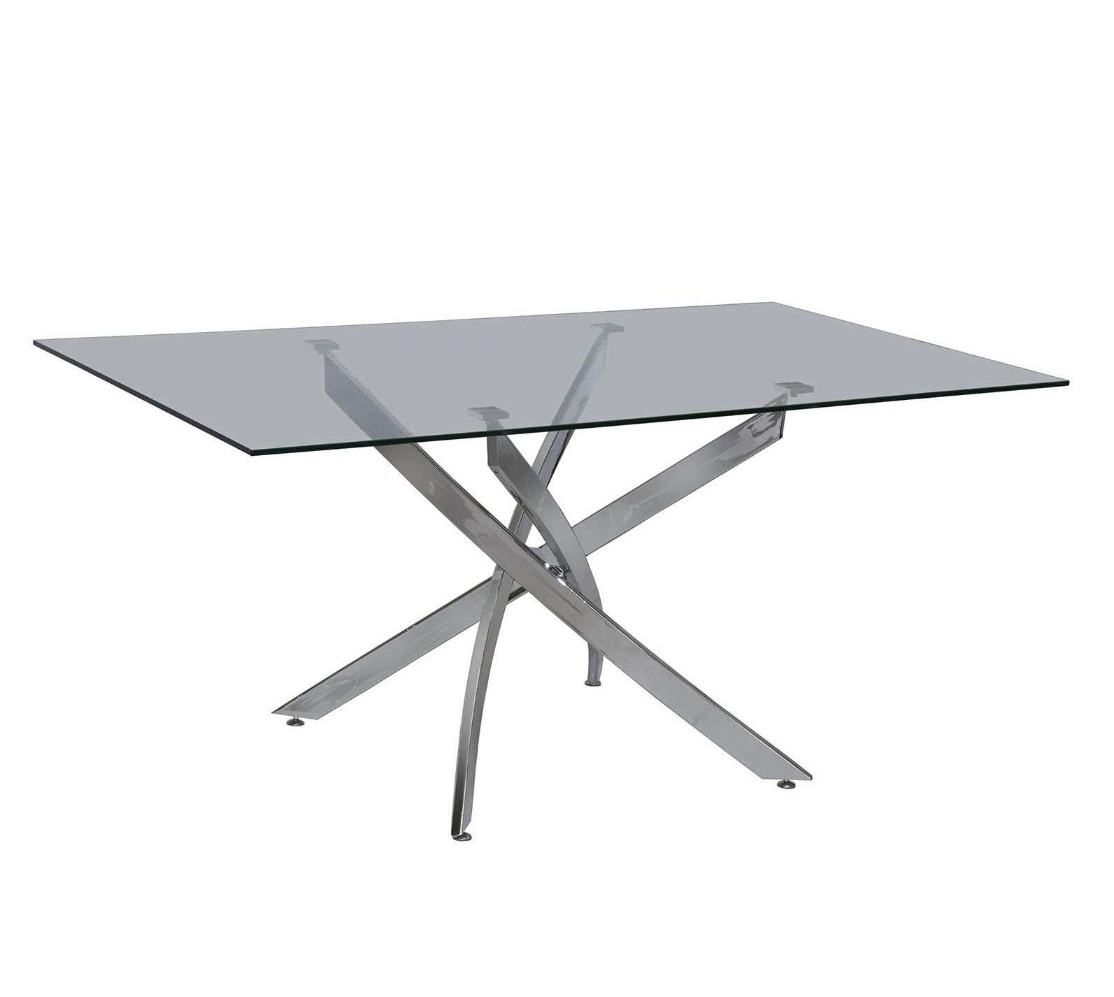 Mesa CHANTAL 150, cromada, vidro, 150x90 cms.