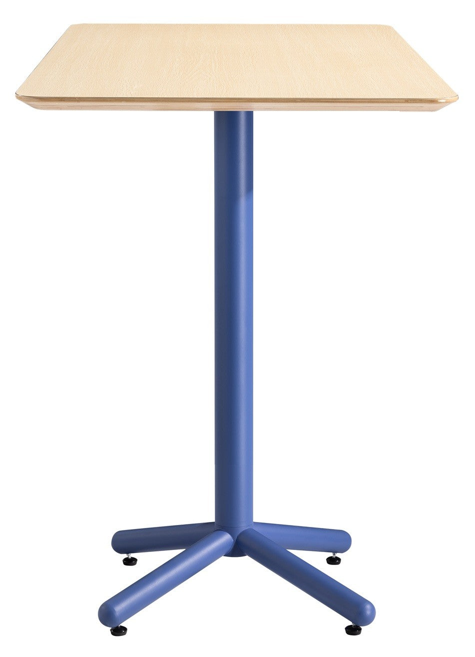 Mesa COLMAR, alta, azul, tampo compensado revestido com HPL, cor natural, 70 x 70 cms