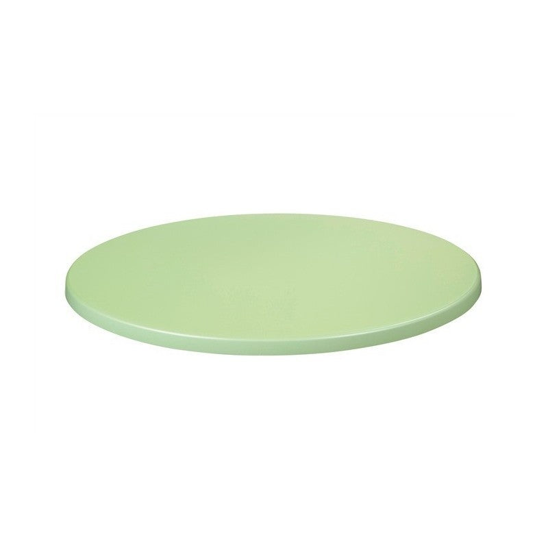 Mesa CRISS, base com 73 cms e tampo de 70 cms de diâmetro. Cores à escolha, Bases CRISS, altura 73 cms: Branca, Tableros de 70 cms: TOPALIT - VERDE 405