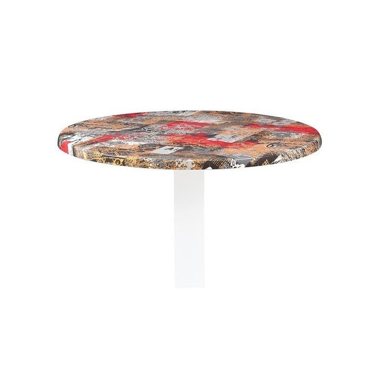 Mesa CRISS, base com 73 cms e tampo de 70 cms de diâmetro. Cores à escolha, Bases CRISS, altura 73 cms: Branca, Tableros de 70 cms: WERZALIT ALEMANIA - BABYLON 213