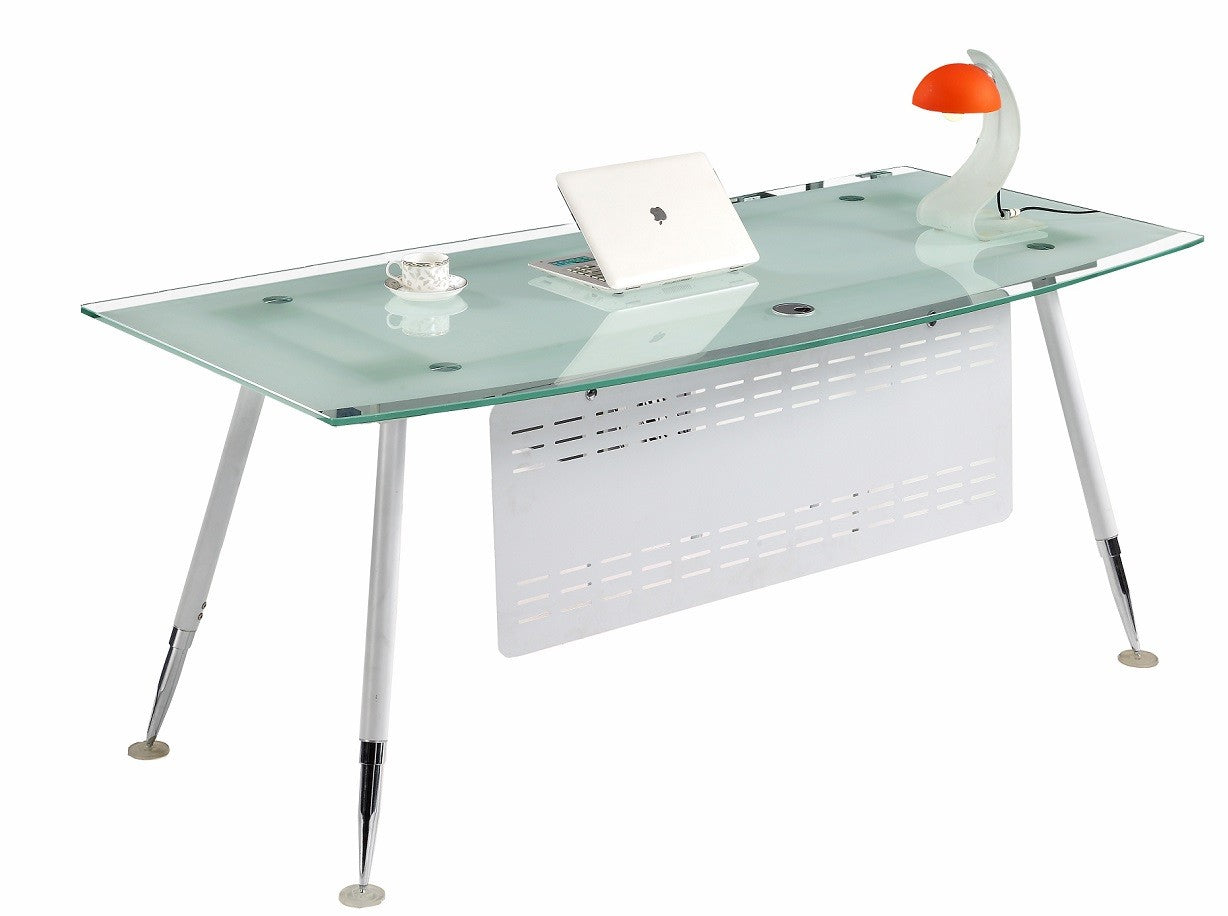Mesa de escritório ACRE, vidro temperado branco, 180 x 85 cm