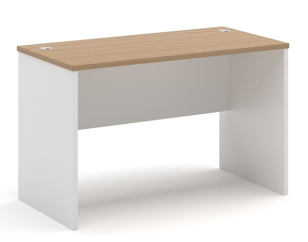 Mesa de escritório VOLPI 120, branca e carvalho, 120 x 70 cms