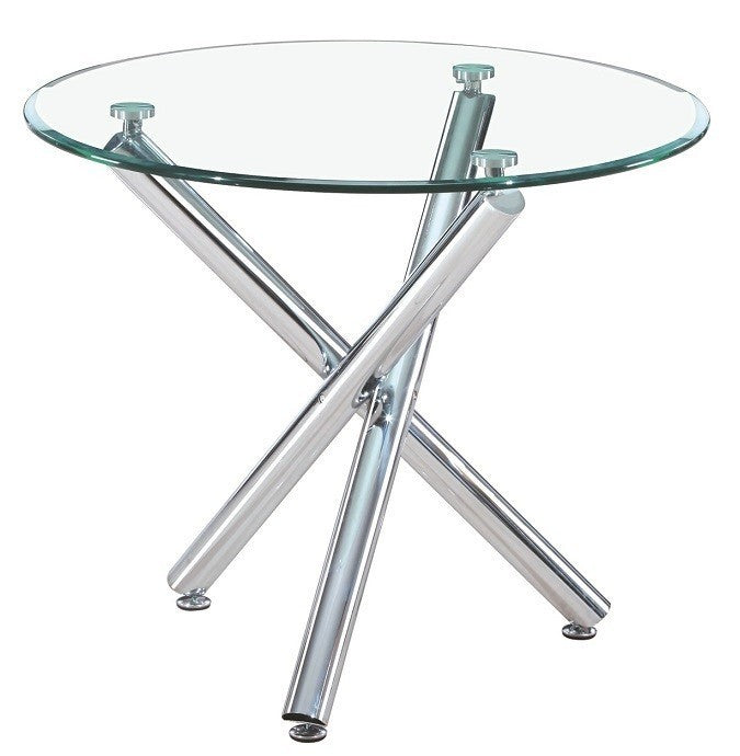 Mesa DESIREE NEW, cromada, vidro, 90 cms diâmetro