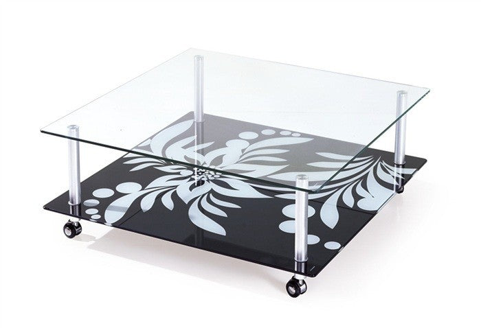 Mesa DURCAL, alumínio, vidro, decorado, 100 x 100 cms