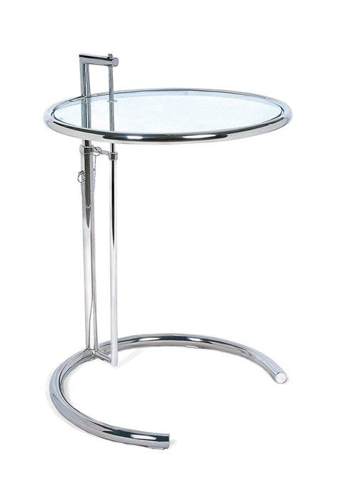 Mesa EG NEW, aço inoxidável, vidro, 50,5 cms de diâmetro
