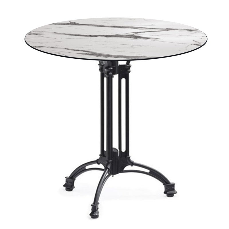 Mesa EIFFEL NEW, alumínio, 3 pés, preta, base de 70 cms e tampo de mesa de 70 cms de diâmetro. Cores à escolha, Tableros de 70 cms: COMPACTO, MÁRMOL AFYON 5657, TAVILO (69 cms)