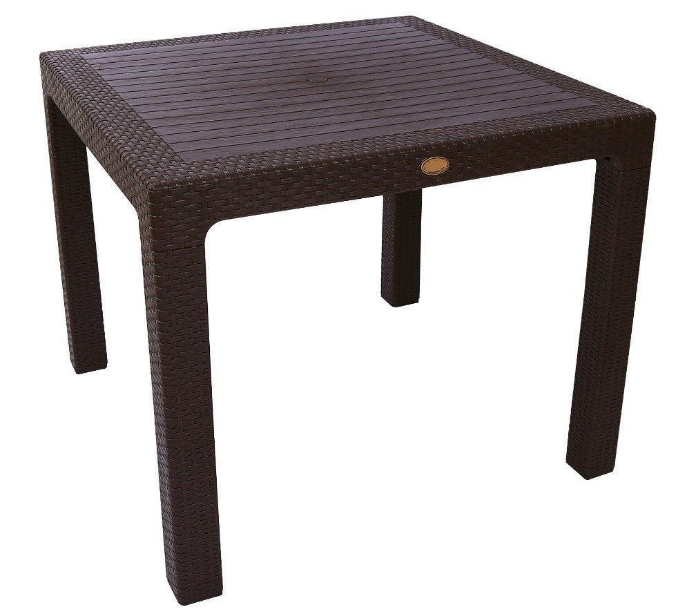 Mesa FARO, polipropileno marrom chocolate, 90 x 90 cms