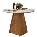 Mesa FLER, vidro, carvalho e branco, 103,5 cms diâmetro