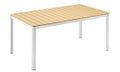 Mesa GARIBALDI, metal branco, tampo de polywood amarelo, 160 x 90 cms.