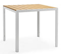 Mesa GARIBALDI, metal branco, tampo de polywood amarelo, 80 x 80 cms.