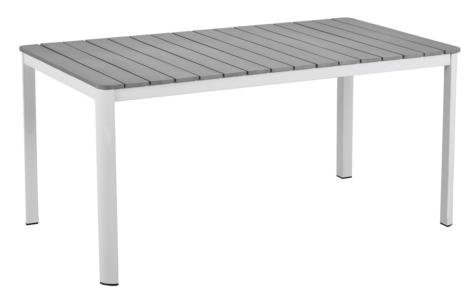 Mesa GARIBALDI, metal branco, tampo de polywood cinza, 160 x 90 cms.