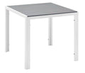 Mesa GARIBALDI, metal branco, tampo de polywood cinza, 80 x 80 cms.