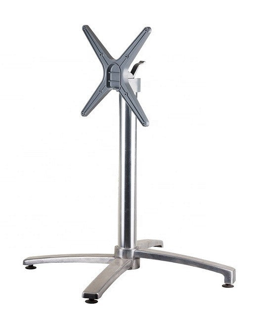 Mesa GUADIARO, alumínio, 4 braços, base de 72 cms e tampo de 60x60 cms. Cores à escolha, Tableros de 60x60 cms: WERZALIT SM - EX WORKS 122, Base Guadiaro: Aluminio Pulido