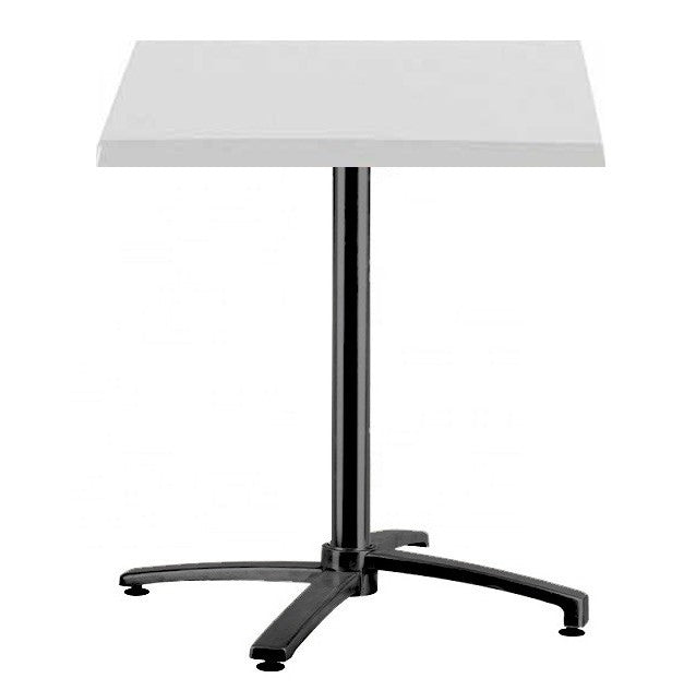 Mesa GUADIARO, alumínio, 4 braços, base de 72 cms e tampo de 60x60 cms. Cores à escolha, Tableros de 60x60 cms: WERZALIT SM - BLANCO 01, Base Guadiaro: Aluminio Negro