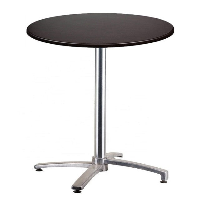 Mesa GUADIARO, alumínio, 4 braços, base de 72 cms e tampo de 70 cms de diâmetro. Cores à escolha, Tableros de 70 cms: WERZALIT SM - NEGRO 55, Base Guadiaro: Aluminio Pulido