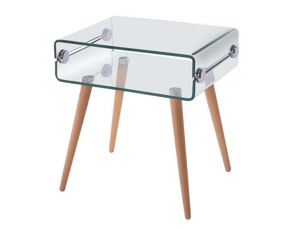 Mesa HOLANDA, madeira, vidro, 55 x 40 cms