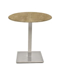 Mesa IPANEMA, aço inoxidável, base de 72 cms e tampo de 60 cms de diâmetro. Cores à escolha, Tablero de 60 cms.: WER-WOODART, AVALON PINE 4729