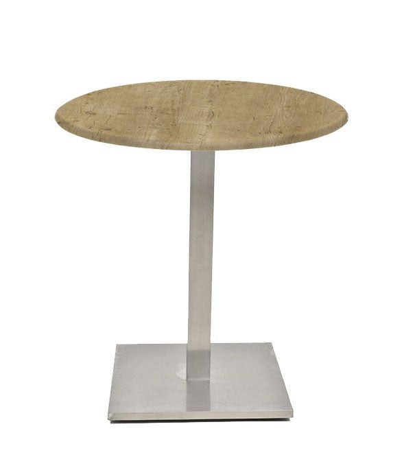 Mesa IPANEMA, aço inoxidável, base de 72 cms e tampo de 60 cms de diâmetro. Cores à escolha, Tablero de 60 cms.: WER-WOODART, AVALON PINE 4729