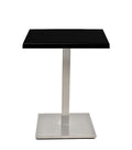 Mesa IPANEMA, aço inoxidável, base de 72 cms e tampo de 60x60 cms. Cores à escolha, Tableros de 60x60 cms: WERZALIT SM - NEGRO 55