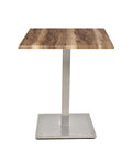 Mesa IPANEMA, aço inoxidável, base de 72 cms e tampo de 70x70 cms. Cores à escolha, Tableros de 70x70 cms: WER-WOODART, INDIAN SHESMAN 4525