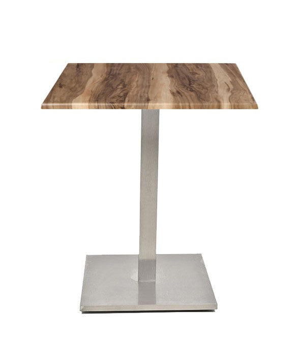 Mesa IPANEMA, aço inoxidável, base de 72 cms e tampo de 70x70 cms. Cores à escolha, Tableros de 70x70 cms: WER-WOODART, INDIAN SHESMAN 4525