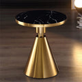 Mesa JASSY NE, aço inoxidável, tampo cerâmica mármore preto, 50 cms