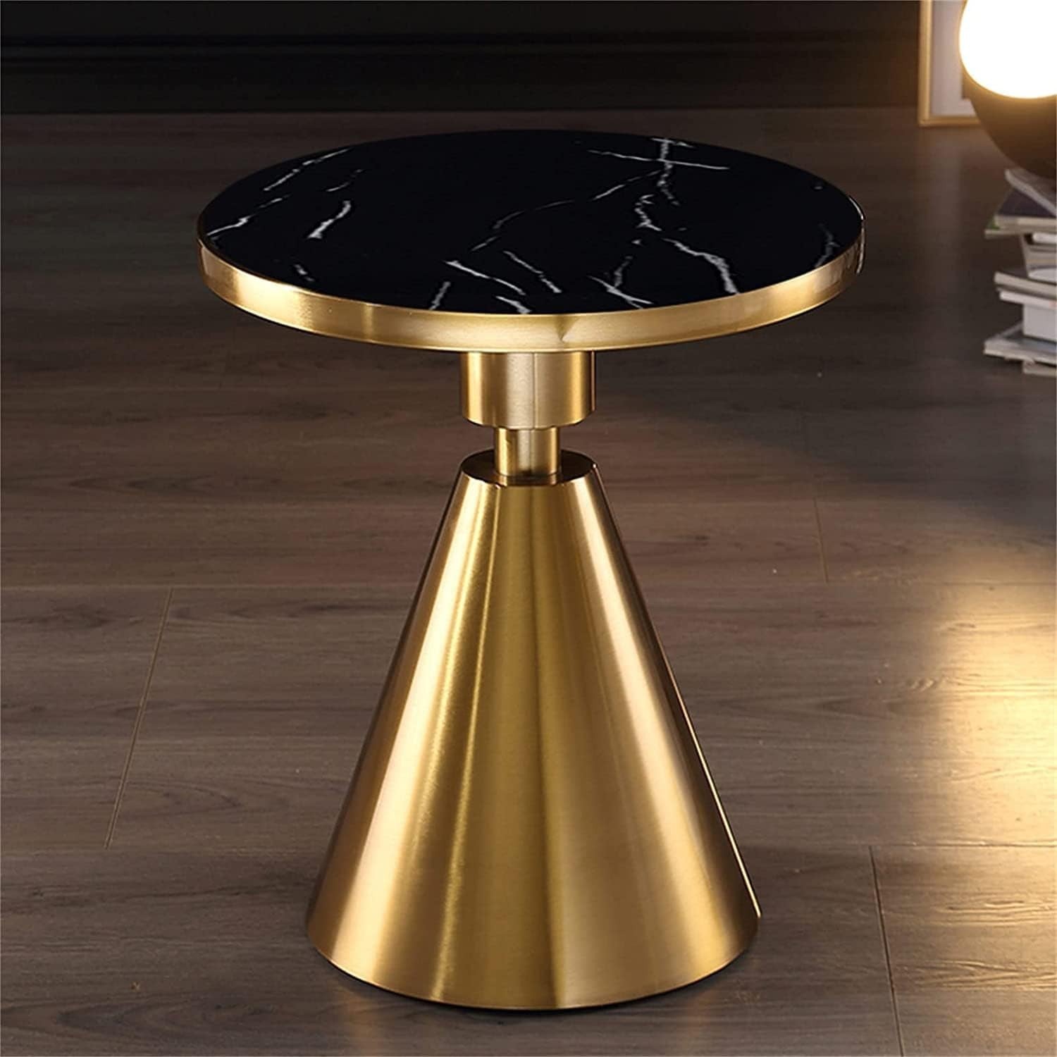Mesa JASSY NE, aço inoxidável, tampo cerâmica mármore preto, 50 cms