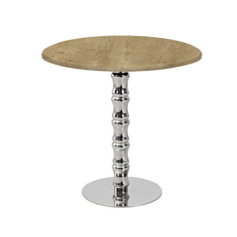 Mesa KARNAK, base de aço inoxidável e tampo de 60 cms de diâmetro. Cores à escolha, Tablero de 60 cms.: WER-WOODART, AVALON PINE 4729