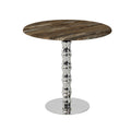 Mesa KARNAK, base de aço inoxidável e tampo de 70 cms de diâmetro. Cores à escolha, Tableros de 70 cms: WER-WOODART, MARCAIBO 4614