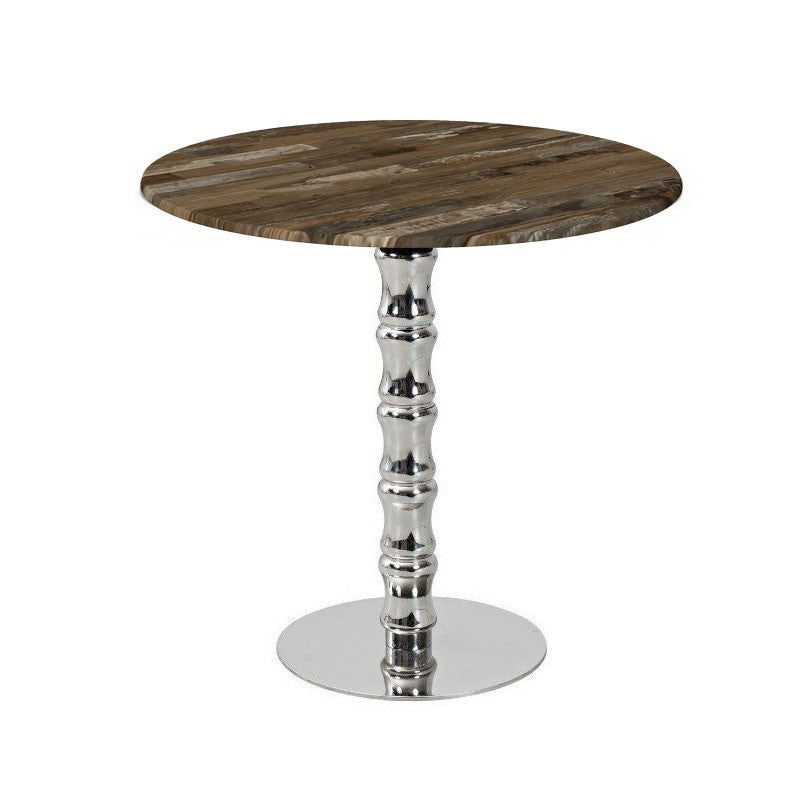 Mesa KARNAK, base de aço inoxidável e tampo de 70 cms de diâmetro. Cores à escolha, Tableros de 70 cms: WER-WOODART, MARCAIBO 4614