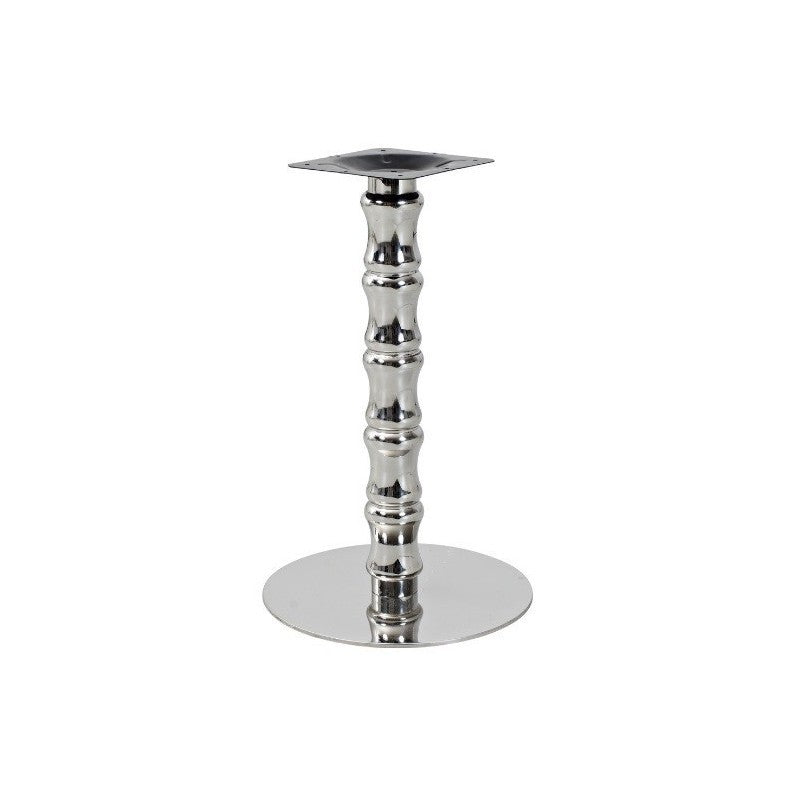 Mesa KARNAK, base de aço inoxidável e tampo de 70 cms de diâmetro. Cores à escolha, Tableros de 70 cms: WERZALIT ALEMANIA - BABYLON 213
