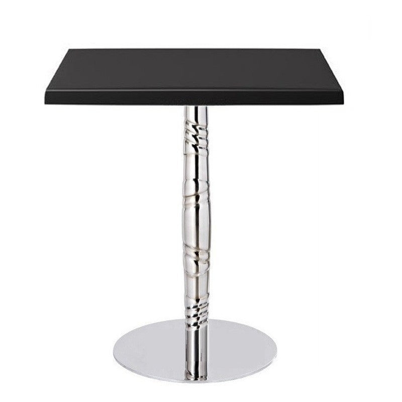 Mesa LUXOR, base de aço inoxidável e tampo de 60x60 cms. Cores à escolha, Tableros de 60x60 cms: WERZALIT SM - NEGRO 55