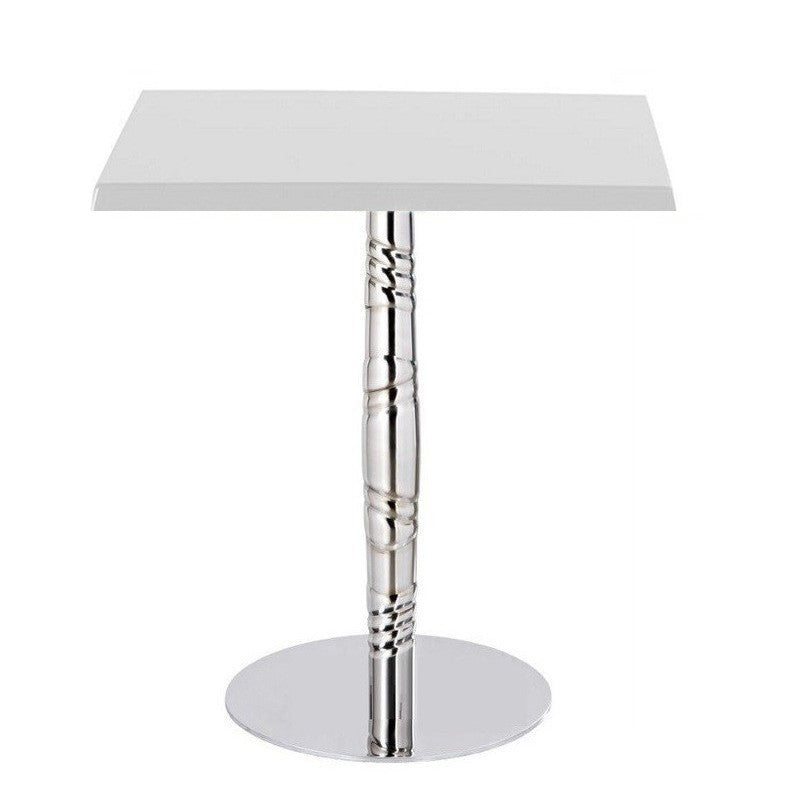 Mesa LUXOR, base de aço inoxidável e tampo de 70x70 cms. Cores à escolha, Tableros de 70x70 cms: WER-UNIART, BLANCO 3101
