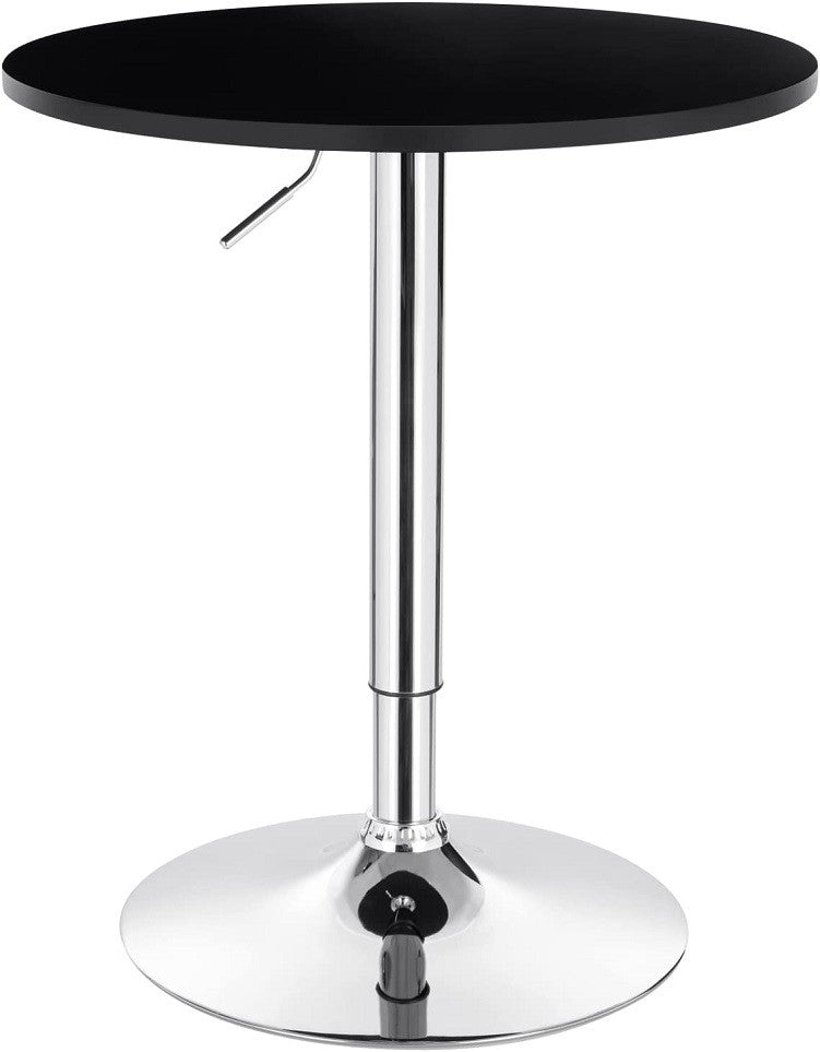 Mesa MABEL, regulável em altura, tampo preto, 70 cms de diâmetro