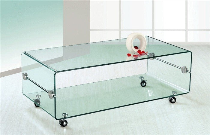 Mesa MELBOURNE, vidro, rodas, 120x60 cms