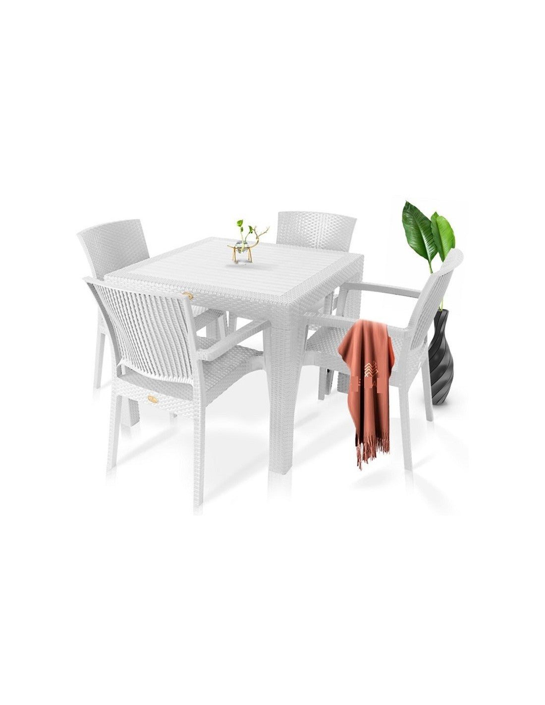 Mesa MIJAS, polipropileno preto, 90 x 90 cms