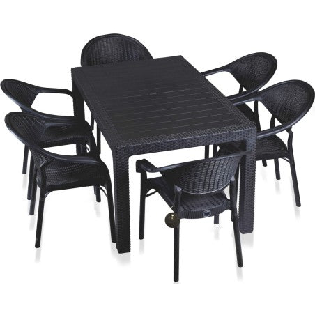 Mesa MIJAS, polipropileno marrom chocolate, 150 x 90 cms
