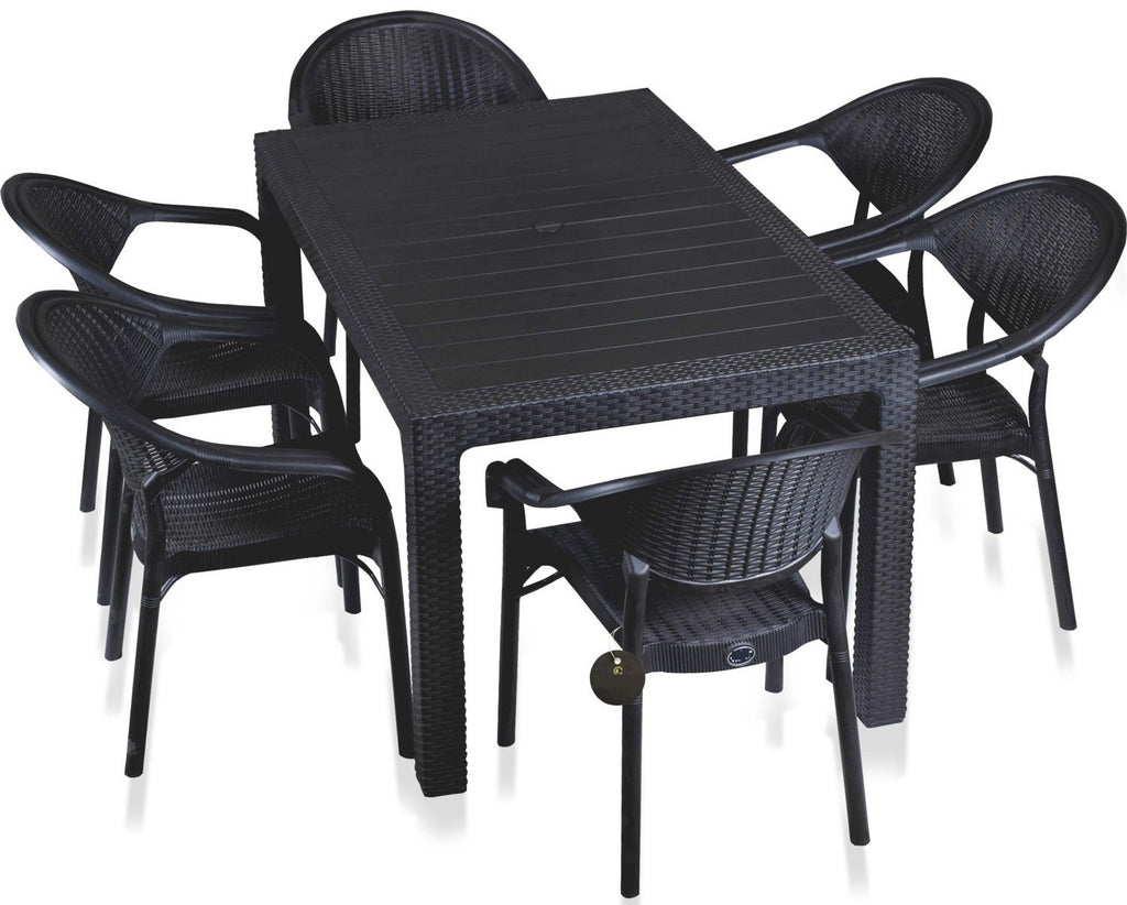 Mesa MIJAS, polipropileno preto, 150 x 90 cms