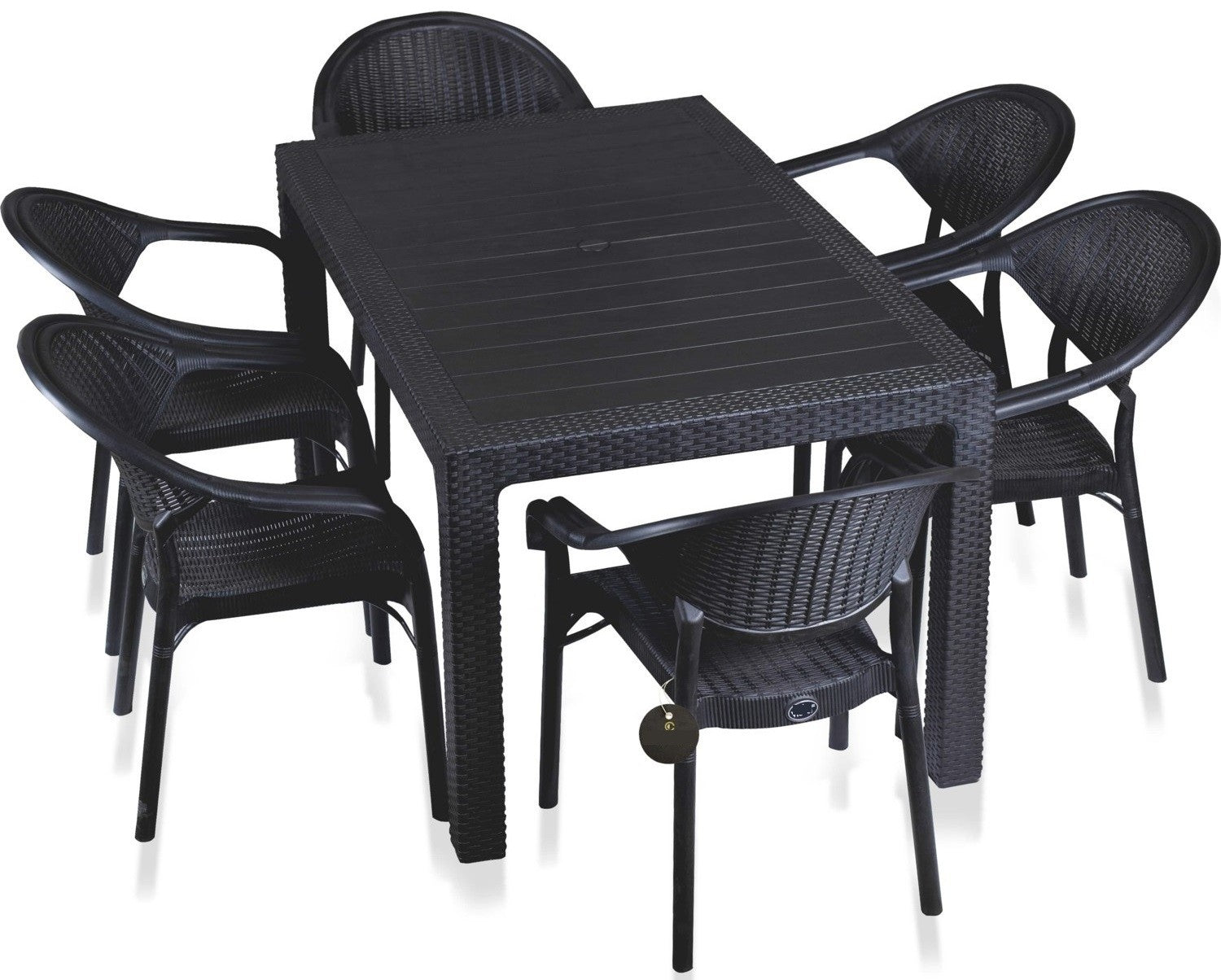 Mesa MIJAS, polipropileno preto, 150 x 90 cms