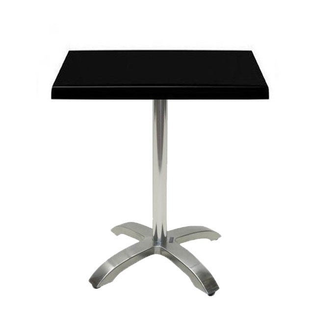 Mesa MILAN, alumínio, base de 72 cms e tampo de 60x60 cms. Cores à escolha, Tableros de 60x60 cms: WERZALIT SM - NEGRO 55
