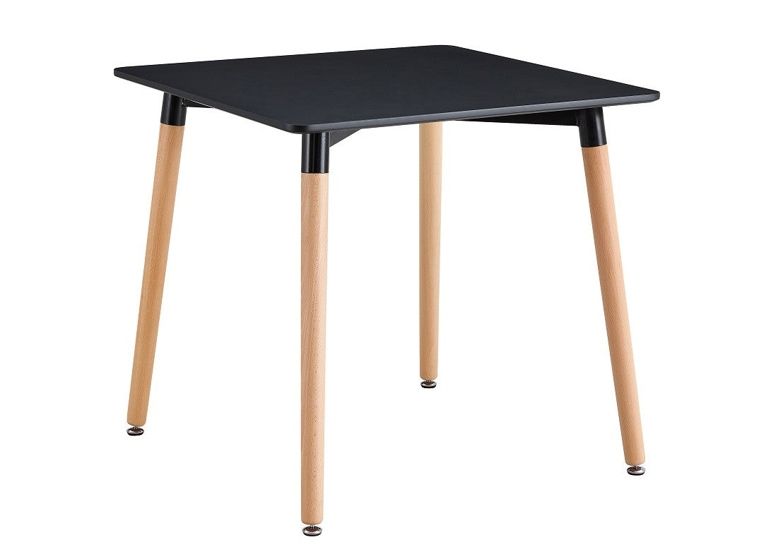Mesa NURY, madeira, tampo preto, 80 x 80 cms