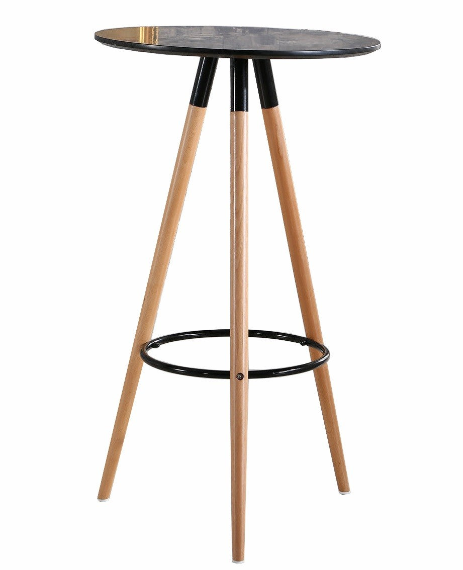 Mesa OTILIA NEW, alta, madeira, tampo lacado preto, 60 cms de diâmetro