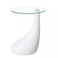 Mesa PEAR, fibra de vidro branca, vidro 50 cms