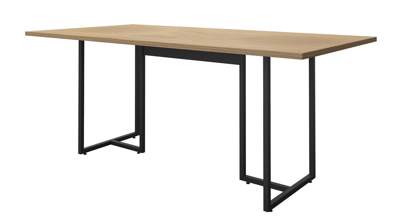 Mesa PRIME 25, metal preto, tampo MDP cor avelã, 180 x 90 cms