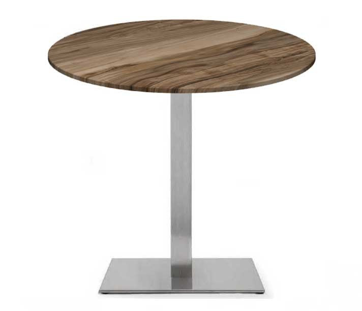 Mesa RHIN, aço inoxidável, base de 73 cms e tampo de 70 cms de diâmetro. Cores à escolha, Tableros de 70 cms: WER-WOODART, INDIAN SHESMAN 4525