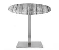 Mesa RHIN, aço inoxidável, base de 73 cms e tampo de 70 cms de diâmetro. Cores à escolha, Tableros de 70 cms: WERZALIT ALEMANIA - ANTIQUE WHITE 202